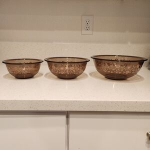 Pyrex Festive Harvest Amber Glass Nesting Bowls (Set of 3)